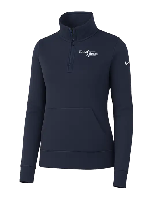 Nike Womens Dark Navy Club Fleece Sleeve Swoosh 1/2-Zip w/Sports Rehab Logo