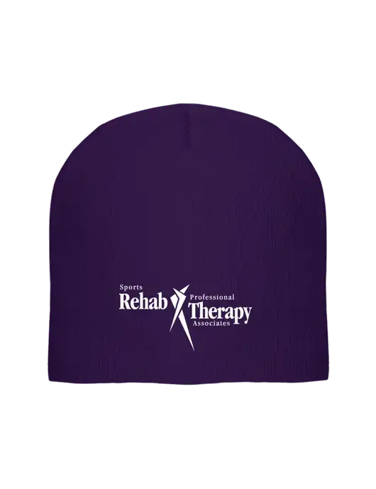 Solid Purple Element Knit Beanie w/Sports Rehab Logo