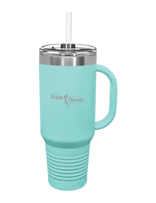 Polar Camel 40 oz. Powder Coated Vacuum Insulated Seafoam Travel Mug with Straw w/Sports Rehab Logo