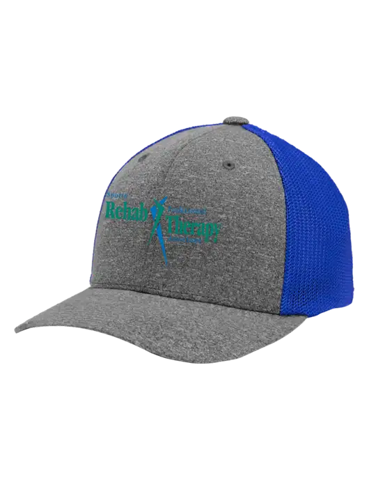 Flexfit Royal/Medium Grey Heather Melange Mesh Back Trucker Cap w/Sports Rehab Logo