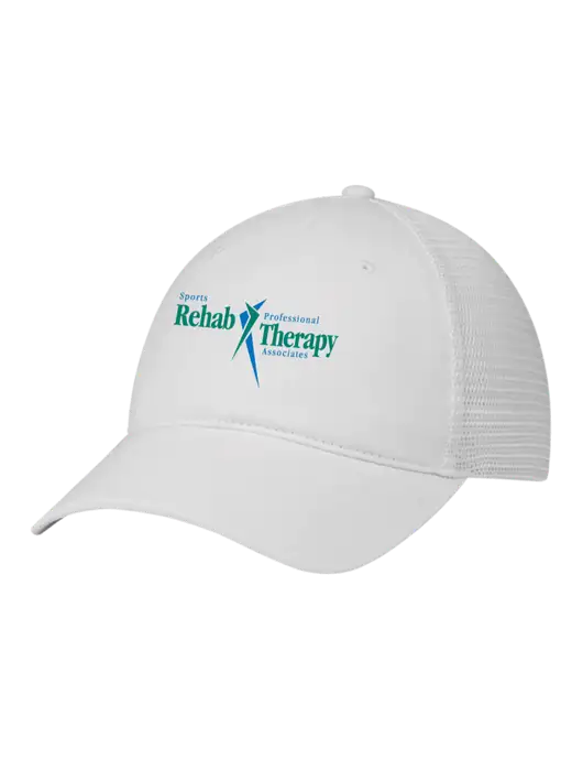 Richardson 111 Garment Washed Trucker Cap White w/White Mesh w/Sports Rehab Logo
