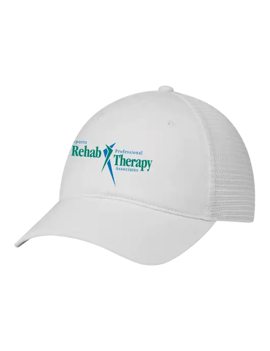Richardson 111 Garment Washed Trucker Cap White w/White Mesh w/Sports Rehab Logo