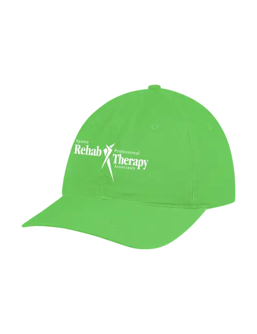 Garment Washed Unstructured Twill Light Green Cap w/Sports Rehab Logo