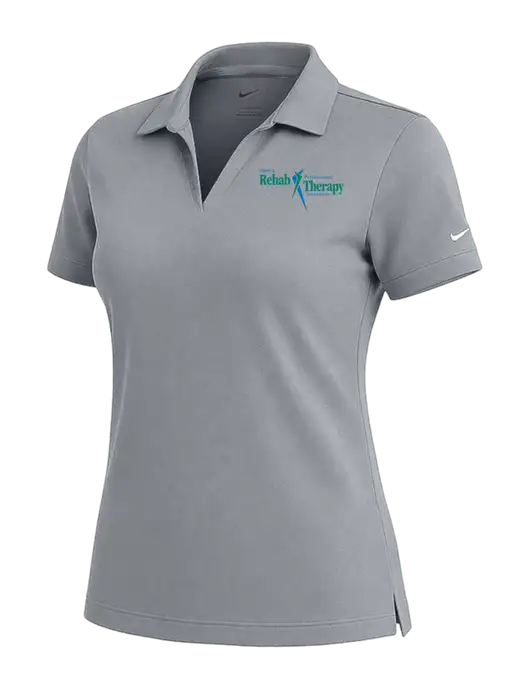 NIKE Medium Grey Womens Dri-Fit Micro Pique Polo w/Sports Rehab Logo