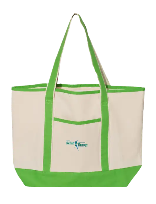 Natural/Light Kelly Large Canvas Deluxe Tote w/Sports Rehab Logo