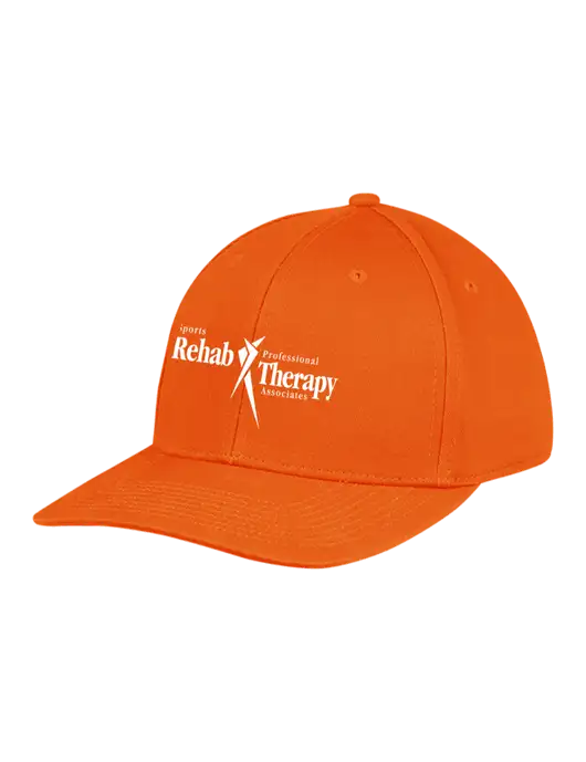 Premium Modern Structured Twill Orange Snapback Cap w/Sports Rehab Logo