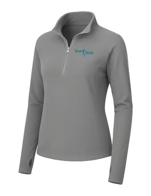 Womens Medium Grey Microfleece 1/2 Zip Pullover w/Sports Rehab Logo