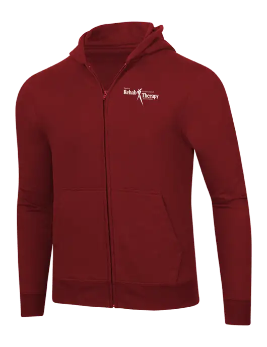 Cardinal 8.5 oz Ring Spun Zip Hooded Sweatshirt w/Sports Rehab Logo