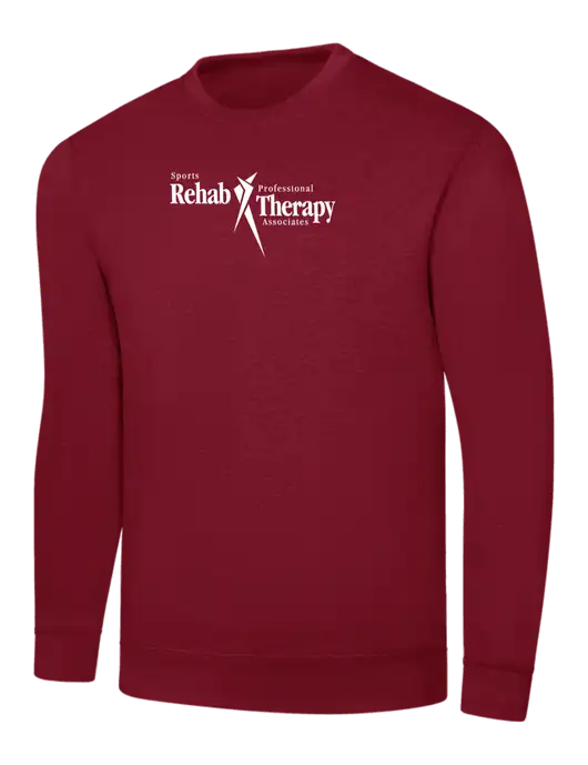 Dark Cardinal 8.5 oz Ring Spun Crew Sweatshirt w/Sports Rehab Logo