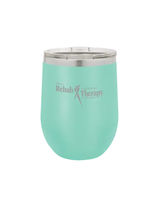 Polar Camel 12 oz Powder Coated Seafoam Vacuum Insulated Stemless Wine Tumbler w/Sports Rehab Logo