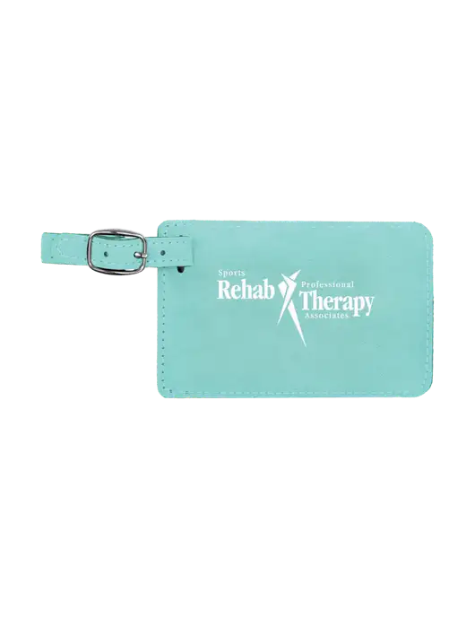 Seafoam Leatherette Luggage Tag w/Sports Rehab Logo