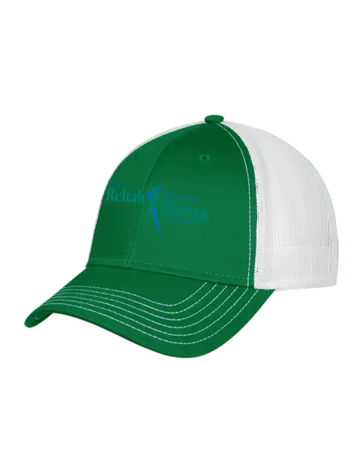 Kelly/White Mesh Trucker Cap Snap Back w/Sports Rehab Logo