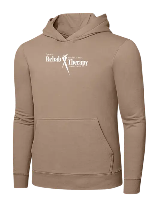 Sand 7.8. oz Ring Spun Hooded Sweatshirt w/Sports Rehab Logo