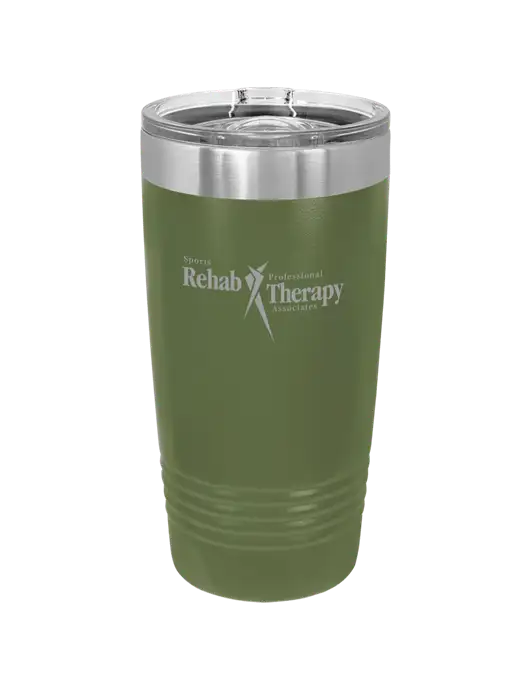 Polar Camel 20 oz Powder Coated Military Green Vacuum Insulated Tumbler w/Sports Rehab Logo
