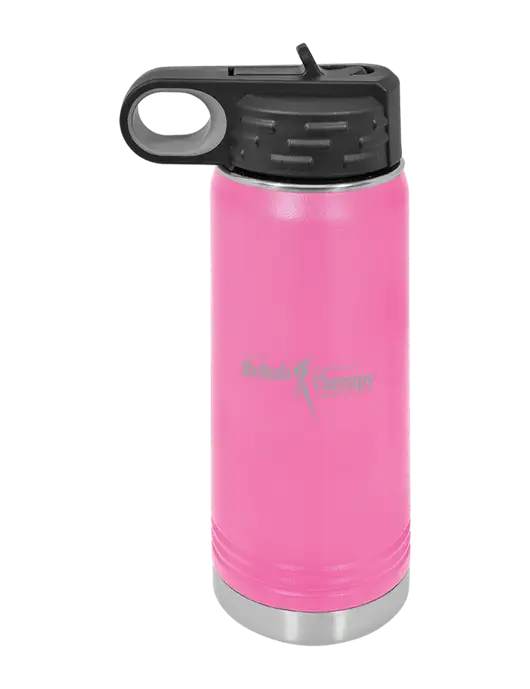 Polar Camel 20 oz Powder Coated Pink Vacuum Insulated Water Bottle w/Sports Rehab Logo