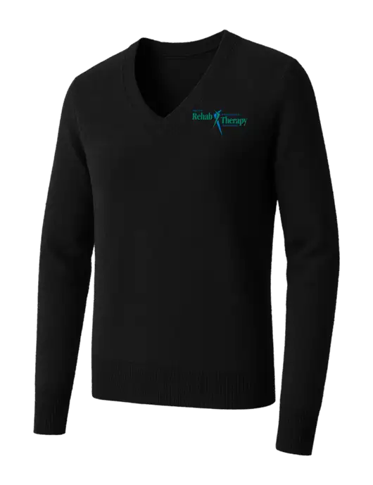 Brooks Brothers Womens Black Washable Merino V-Neck Sweater w/Sports Rehab Logo