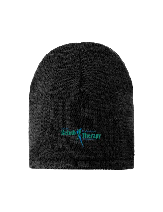 Black Fleece-Lined Beanie Cap w/Sports Rehab Logo