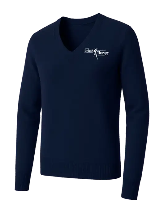 Brooks Brothers Womens Navy Washable Merino V-Neck Sweater w/Sports Rehab Logo