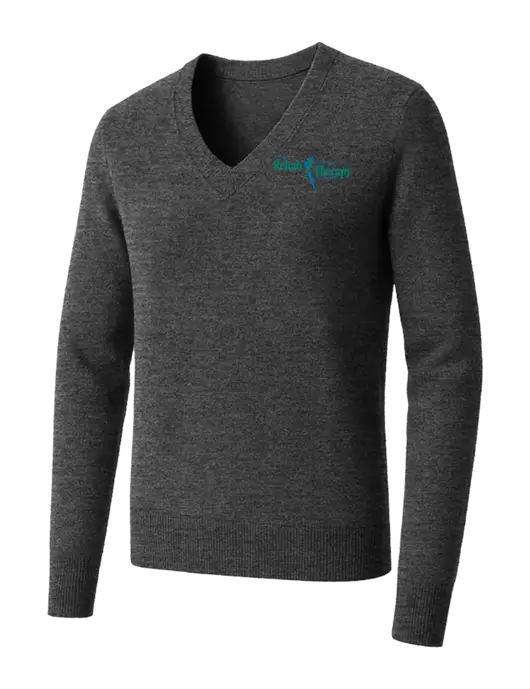 Brooks Brothers Womens Medium Grey Heather Washable Merino V-Neck Sweater w/Sports Rehab Logo