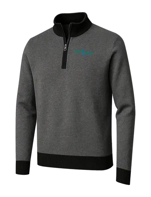 Brooks Brothers Black/Dark Grey Washable Merino Birdseye 1/4-Zip Sweater w/Sports Rehab Logo