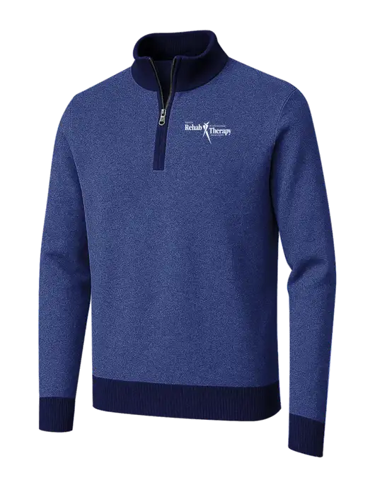 Brooks Brothers Navy/Dark Royal Washable Merino Birdseye 1/4-Zip Sweater w/Sports Rehab Logo