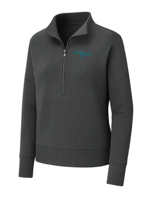 Mercer+Mettle Womens Dark Grey Linear Texture Quarter Zip w/Sports Rehab Logo