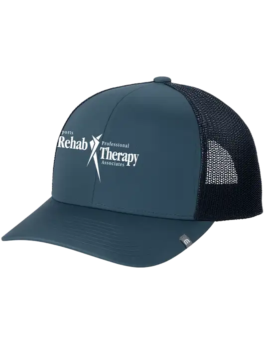 TravisMathew Dark Slate Blue Cruz Trucker Cap w/Sports Rehab Logo