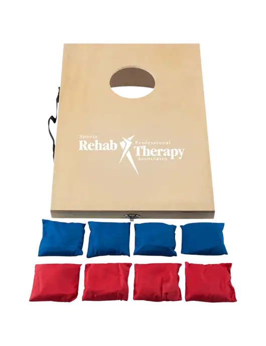 Mini 10 1/2" x 15 3/4" Wood Cornhole Game w/Sports Rehab Logo