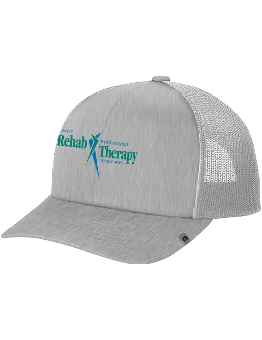 TravisMathew Light Medium Grey Heather Cruz Trucker Cap w/Sports Rehab Logo