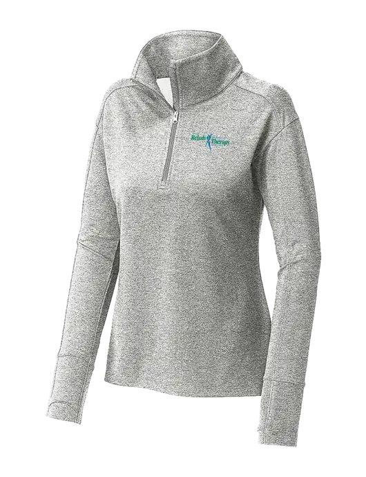 Womens Sport-Wick Flex Fleece Light Grey Heather 1/4-Zip w/Sports Rehab Logo