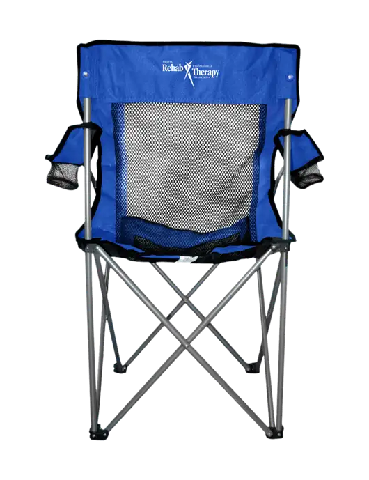 Titan Dark Royal Blue/Black Mesh Folding Chair w/Sports Rehab Logo