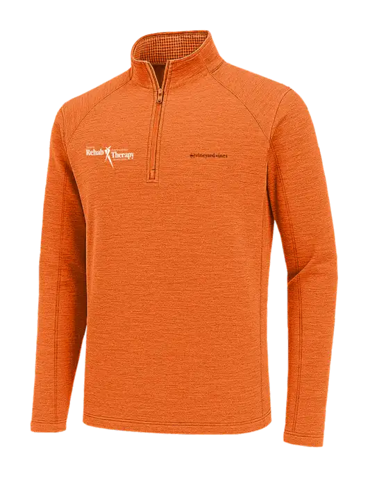 Vineyard Vines Heather Orange Sankaty Quarter-Zip Pullover
 w/Sports Rehab Logo