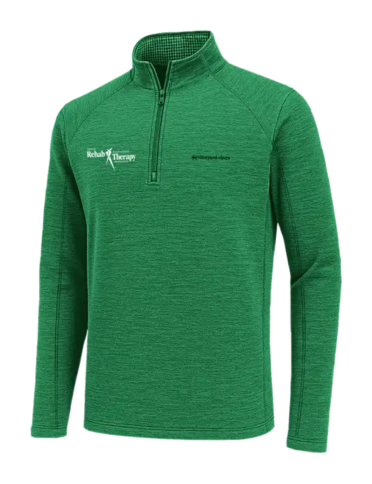 Vineyard Vines Heather Kelly Green Sankaty Quarter-Zip Pullover
 w/Sports Rehab Logo