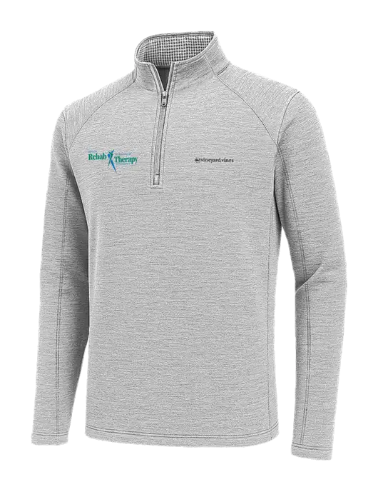 Vineyard Vines Light Grey Hather Sankaty Quarter-Zip Pullover
 w/Sports Rehab Logo