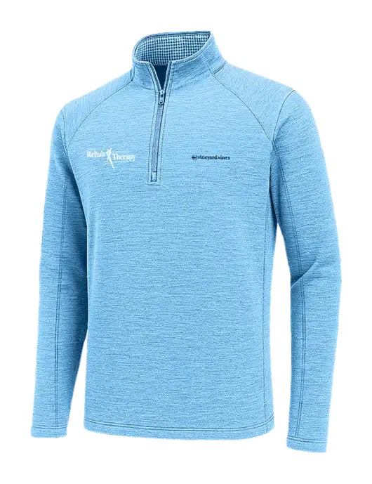 Vineyard Vines Very Light Heather Sapphire Sankaty Quarter-Zip Pullover
 w/Sports Rehab Logo