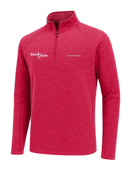 Vineyard Vines Heather Red Sankaty Quarter-Zip Pullover
 w/Sports Rehab Logo