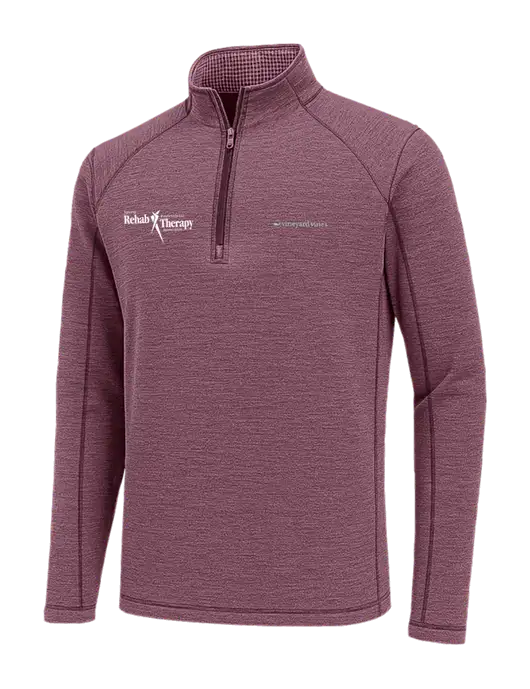 Vineyard Vines Heather Soft Maroon Sankaty Quarter-Zip Pullover
 w/Sports Rehab Logo