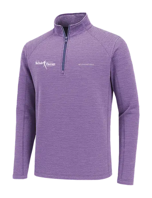 Vineyard Vines Heather Light Purple Sankaty Quarter-Zip Pullover
 w/Sports Rehab Logo