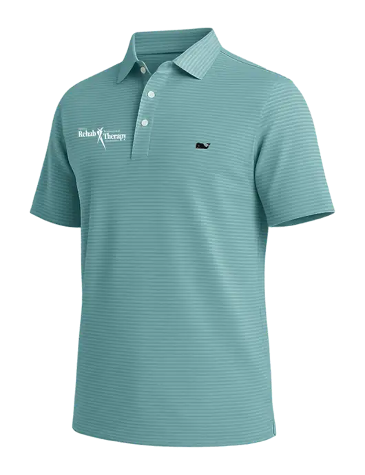 Vineyard Vines Bradley Seafoam Green Stripe Sankaty Polo w/Sports Rehab Logo