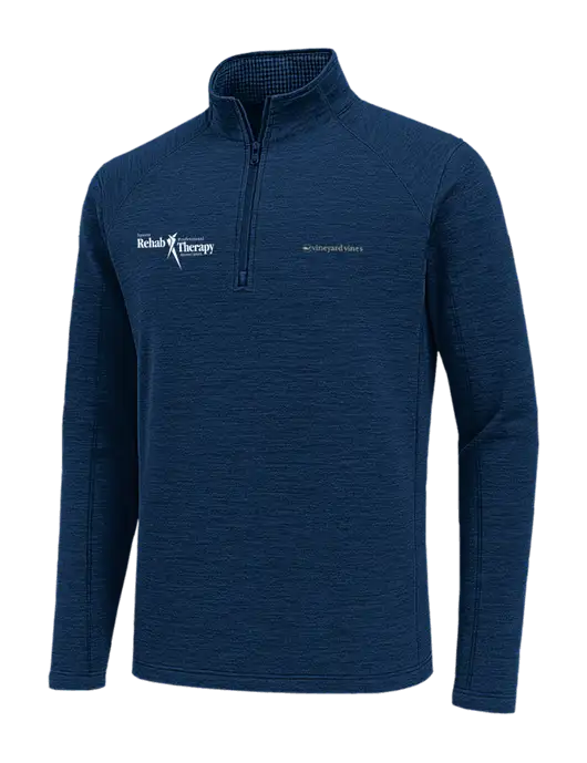 Vineyard Vines Dark Navy Heather Sankaty Quarter-Zip Pullover
 w/Sports Rehab Logo