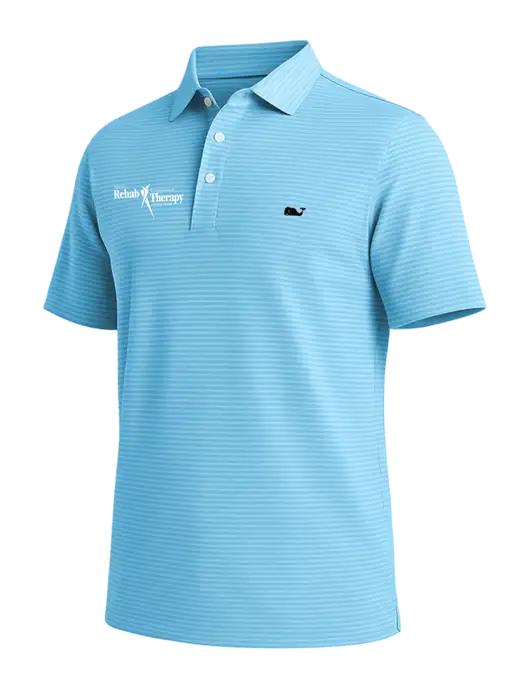 Vineyard Vines Bradley Light Sapphire Stripe Sankaty Polo w/Sports Rehab Logo