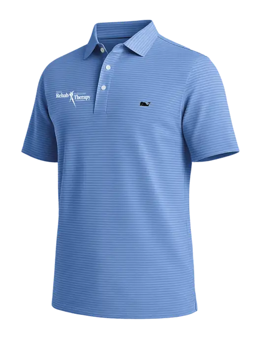 Vineyard Vines Bradley Light Royal Blue Stripe Sankaty Polo w/Sports Rehab Logo