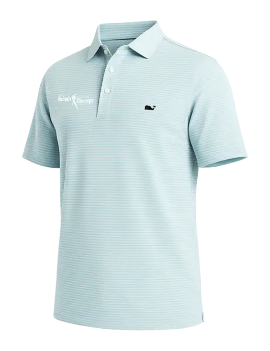 Vineyard Vines Bradley Light Blue Stripe Sankaty Polo w/Sports Rehab Logo