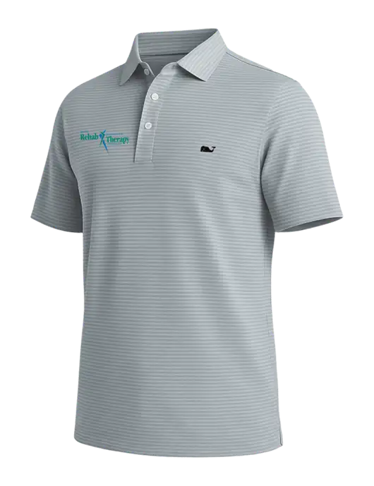 Vineyard Vines Bradley Medium Grey Stripe Sankaty Polo w/Sports Rehab Logo