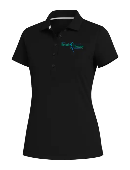 Fairway & Greene Womens Black Claire Tech Polo w/Sports Rehab Logo