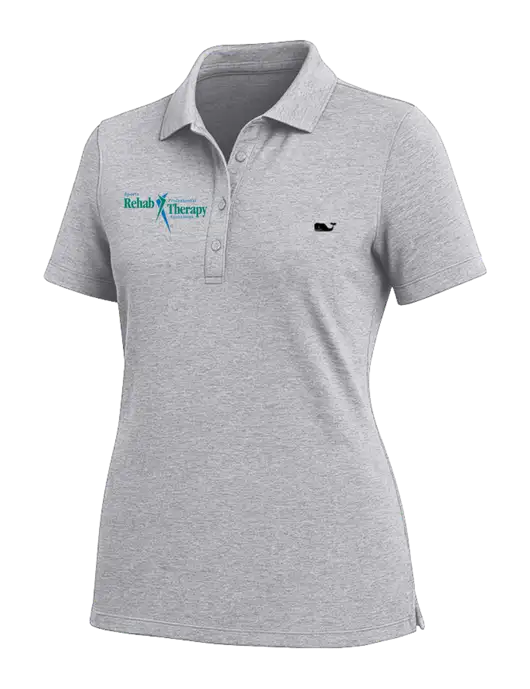 Vineyard Vines Womens Light Grey Edgartown Pique Polo w/Sports Rehab Logo