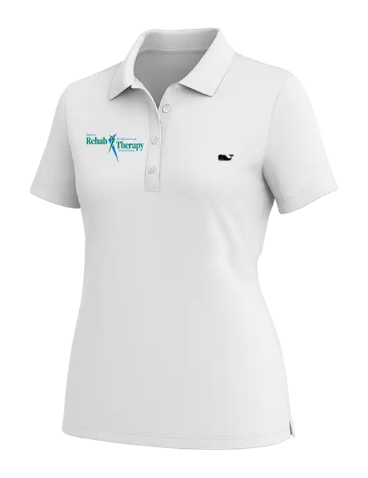 Vineyard Vines Womens White Edgartown Pique Polo w/Sports Rehab Logo