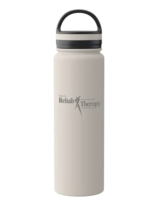 34oz Wide Mouth Stainless Steel Light Taupe Bottle w/Sports Rehab Logo