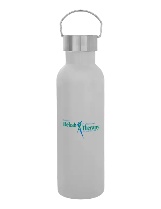 28 oz White Bubbli Stainless Steel Bottle w/Sports Rehab Logo