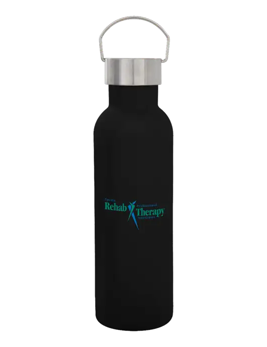 28 oz Black Bubbli Stainless Steel Bottle w/Sports Rehab Logo